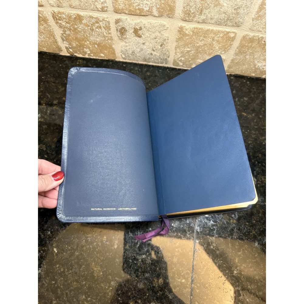 1971 Blue Genuine Morocco Leather Oxford Pre-Owned Scofield Reference KJV Bible - Picture 10 of 13